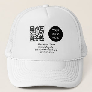Social media QR Code Black Modern Business Logo Trucker Hat