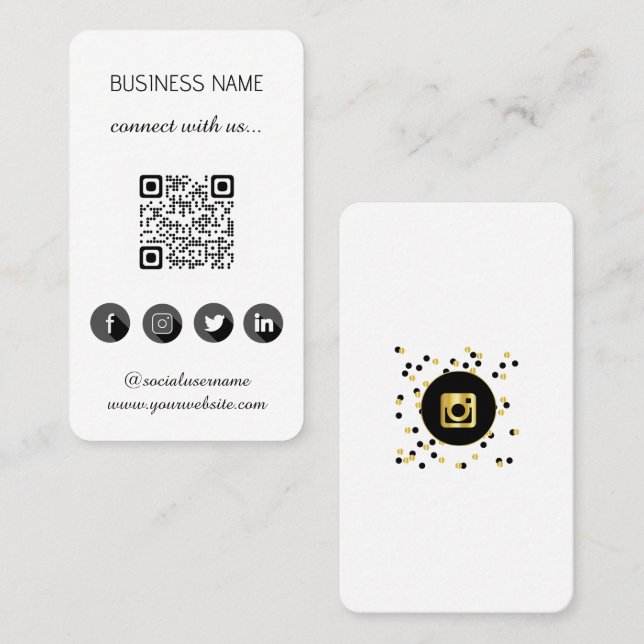 Social Media QR Code  Business Card (Front/Back)