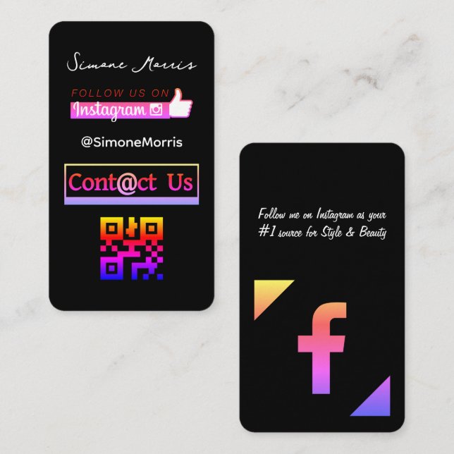 Social Media QR Code Business Card (Front/Back)