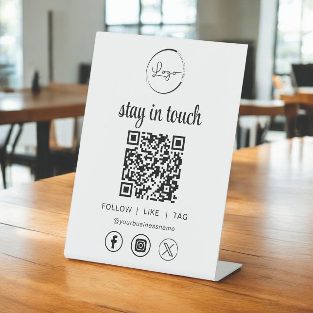 Social Media QR Code Business Logo Pedestal Sign (Creator Uploaded)