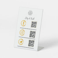 Social Media QR Code Business Pedestal gold