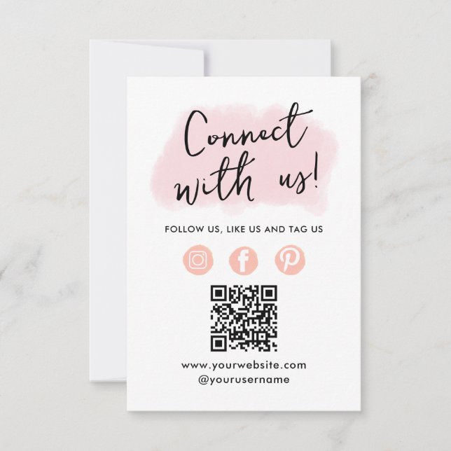 Social Media QR Code Connect With Us Business Card (Front)