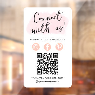Social Media QR Code Connect With Us Modern Pink