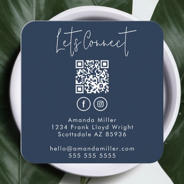 Social Media QR Code Connect With Us Modern Square Business Card (Creator Uploaded)