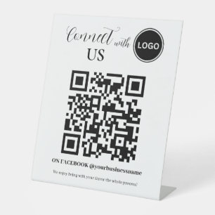 Social Media QR code Connect with us Pedestal Sign