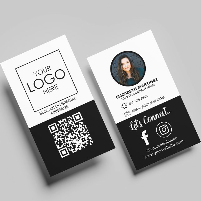 Social Media QR Code Employee Photo & Company Logo Business Card (Creator Uploaded)