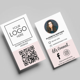 Social Media QR Code Employee Photo & Company Logo Business Card