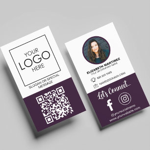Social Media QR Code Employee Photo & Company Logo Business Card