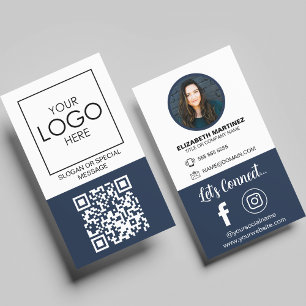Social Media QR Code Employee Photo & Company Logo Business Card