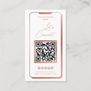 Social Media QR Code Feminine Modern Rose Gold Bus Business Card