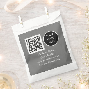 Social media QR Code Grey Business Logo Favour Bag