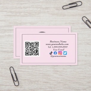 Social media QR Code Logo Black Influencer pink Business Card