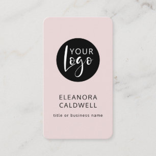 Social Media QR Code Logo Blush Pink Business Card
