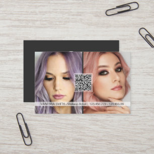 Social media QR code modern makeup artist photo Bu Business Card