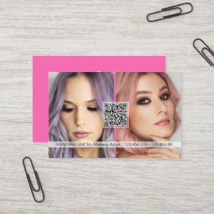 Social media QR code modern makeup artist photo Bu Business Card
