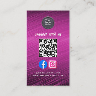 Social Media QR Code Modern Pro Minimalist Sleek B Business Card