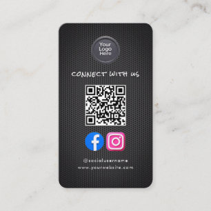 Social Media QR Code Modern Pro Minimalist Sleek B Business Card