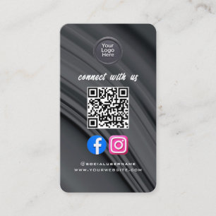 Social Media QR Code Modern Pro Minimalist Sleek B Business Card