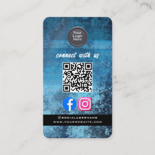 Social Media QR Code Modern Pro Minimalist Sleek B Business Card