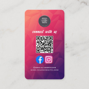 Social Media QR Code Modern Pro Minimalist Sleek B Business Card