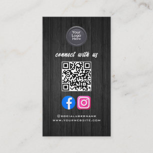 Social Media QR Code Modern Pro Minimalist Sleek B Business Card
