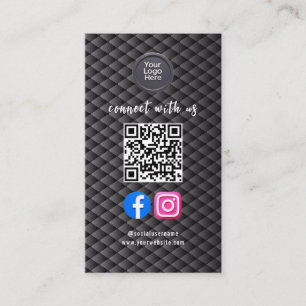 Social Media QR Code Modern Pro Minimalist Sleek B Business Card