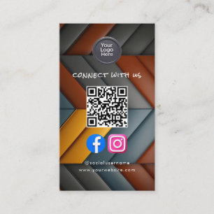 Social Media QR Code Modern Pro Minimalist Sleek B Business Card