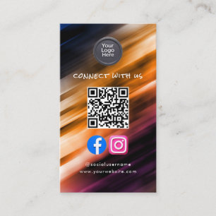 Social Media QR Code Modern Pro Minimalist Sleek B Business Card