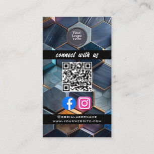 Social Media QR Code Modern Pro Minimalist Sleek B Business Card
