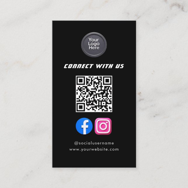 Social Media QR Code Modern Pro Minimalist Sleek Business Card (Front)