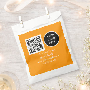 Social media QR Code Orange Modern Business Logo Favour Bag
