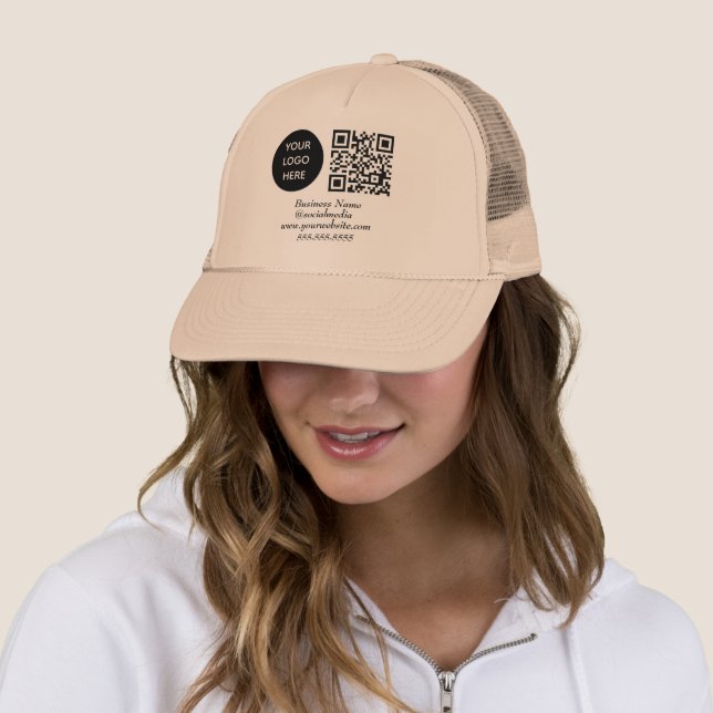 Social media QR Code Pink Modern Business Logo Trucker Hat (In Situ)