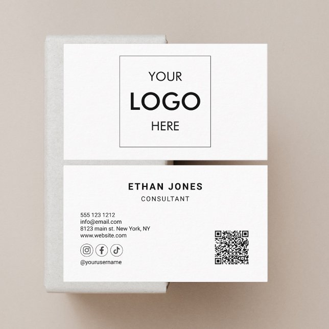 Social Media QR Code Professional White Business Card (Creator Uploaded)