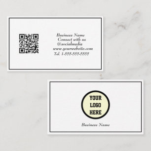 Social media QR Code Scannable Black Professional Business Card