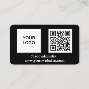 Social media QR Code Scannable Black Professional Business Card