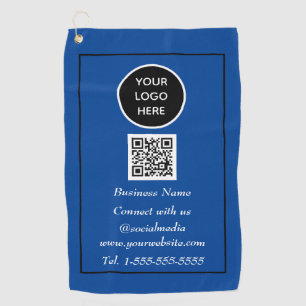 Social media QR Code Scannable Blue Professional Golf Towel