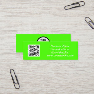 Social media QR Code Scannable Fluorescent Green Mini Business Card