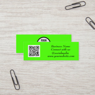 Social media QR Code Scannable Fluorescent Green Mini Business Card