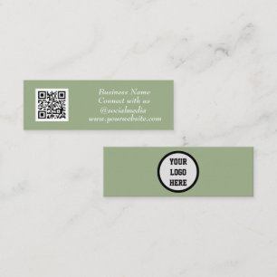 Social Media QR Code Scannable Sage Green Modern Mini Business Card