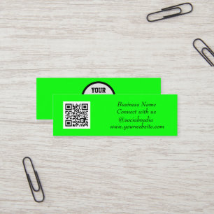Social media QR Code Simple Fluorescent Green Mini Business Card