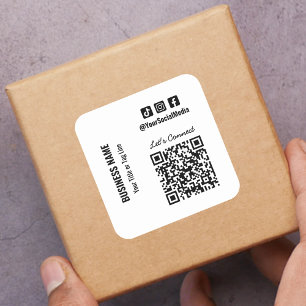 Social Media QR Code Square Sticker