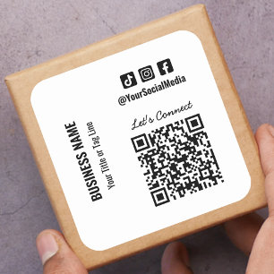 Social Media QR Code Square Sticker