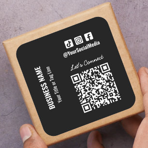 Social Media QR Code  Square Sticker