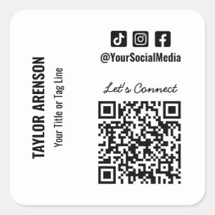Social Media QR Code Square Sticker