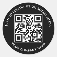 Social Media QR Code Stickers Black Scan to Follow