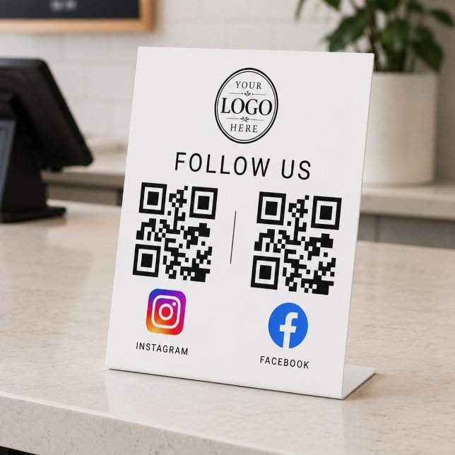 Social Media QR Code Tabletop Display Pedestal Sign (Creator Uploaded)