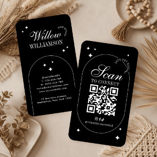Social Media QR Code Trendy Vintage Script Logo Business Card