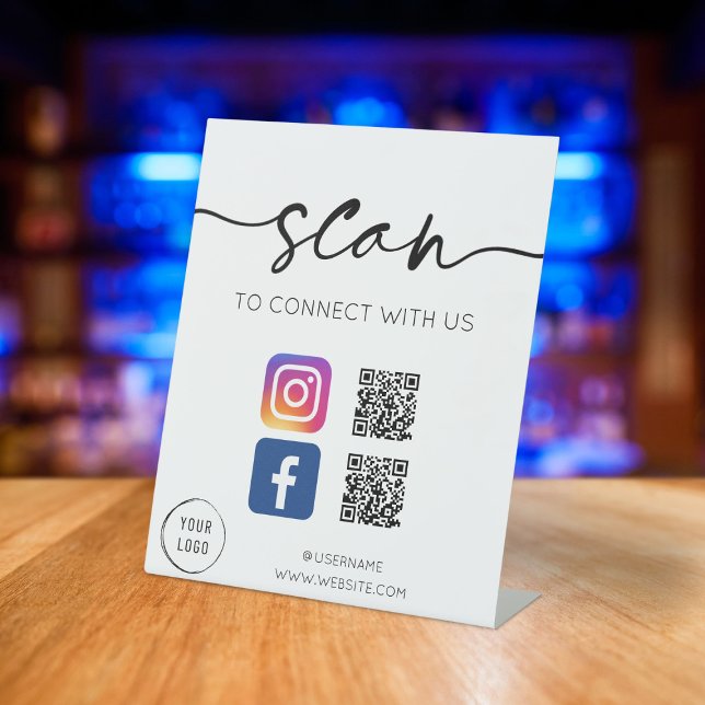Social Media QR Code White Pedestal Sign (Creator Uploaded)