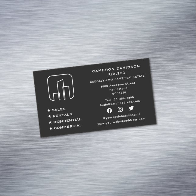 Social Media Real Estate Agent Realtor New Home Magnetic Business Card (In Situ)