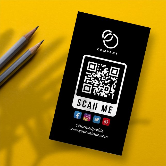 Social Media Scan ME QR Code Logo Modern Simple Magnetic Business Card (Creator Uploaded)